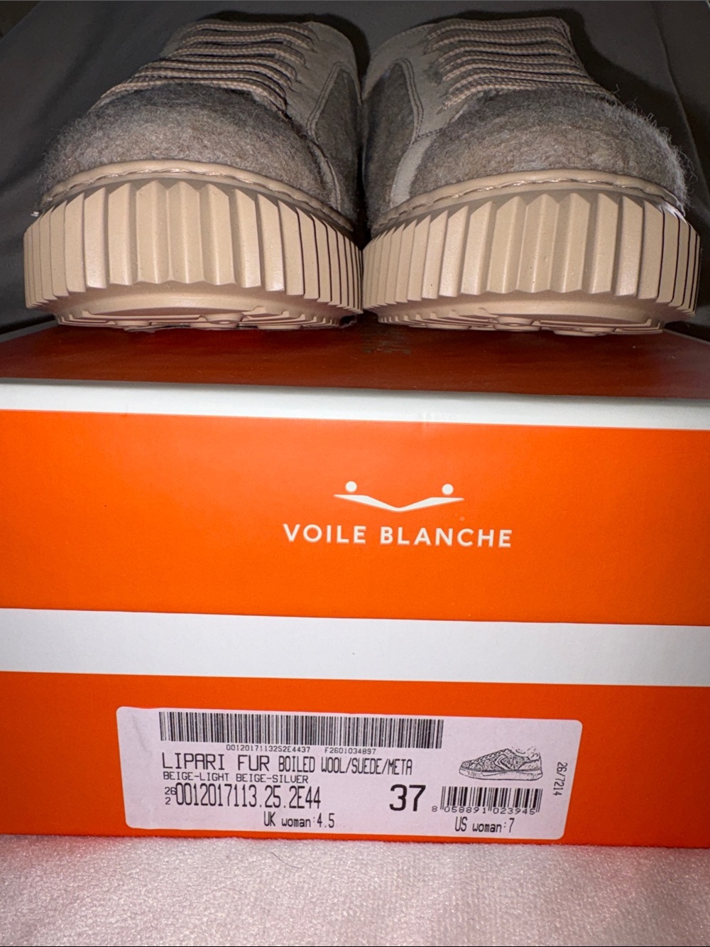 NWT VOILE BLANCHE Lipari Geniune Shearling Lined Sneaker in Beige-Light Brown - Picture 10 of 16